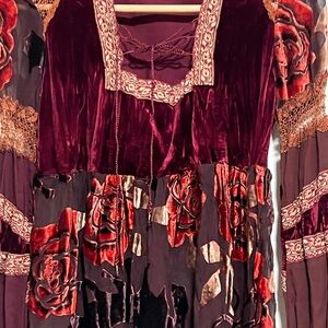 Hippie sexy Haley Bob velvet lace up tunic. Rocker chick chic